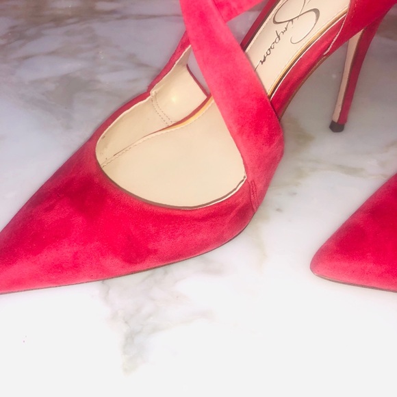 Jessica Simpson Heels Red Suede 7.5 M AM416